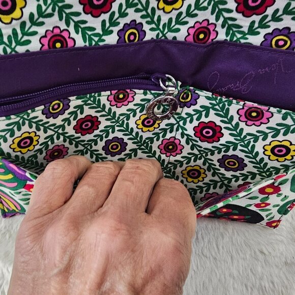 Vera Bradley Viva La Vera Wallet Purple Green Floral Envelope NWOT - Picture 12 of 13